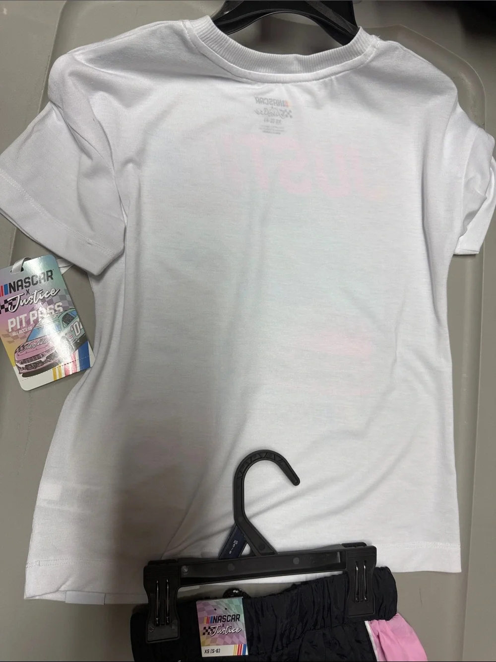 Justice Girls NASCAR Justice set shirts and shirt Xs 5/6 nwt